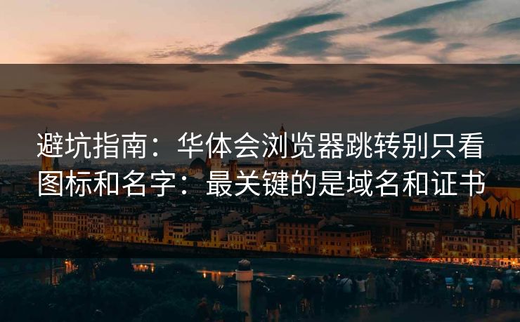 避坑指南：华体会浏览器跳转别只看图标和名字：最关键的是域名和证书